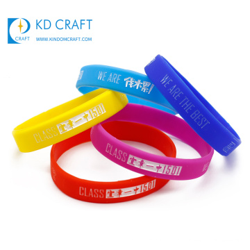 Unique design blank custom made debossed ink injected reusable school rubber bracelet silicone wristband for promotion